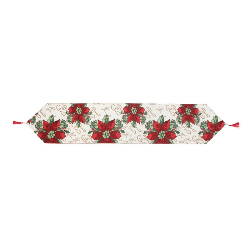 C Poinsettia Рождественская настольная дорожка с цветами с кисточками кулон праздничное мероприятие обеденный стол украшения - Цвет: C