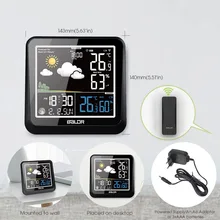 Baldr Color Weather Station Digital Thermometer Hygrometer Wireless Sensor Forecast Temperature Watch Wall Moon Phase Clock