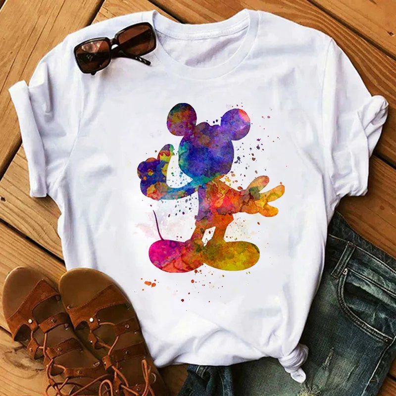 

Women's T-shirt cartoon Mickey print top T-shirt summer short-sleeved female graphic T-shirt fashion ladies T-shirt clothes