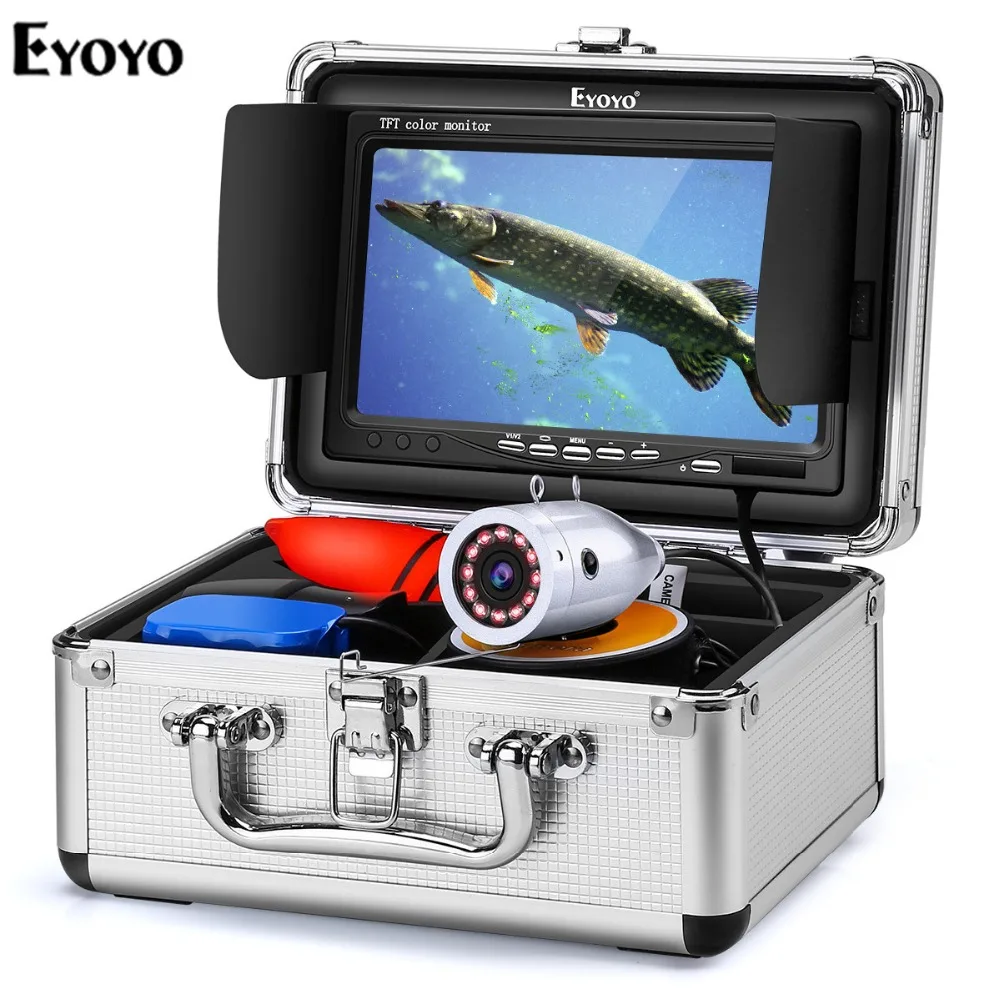 Eyoyo EF07S 30 м рыболокатор подводный лед рыболовная камера 7 дюймов 1000TVL ИК Видео подводная камера 12 шт инфракрасная лампа Рыбная камера