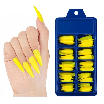 

100pcs/Box False nail tips color Nail Tips Stiletto French Acrylic False Nails ABS Tips Artificial 0 -9 sizes Nail Art Tips