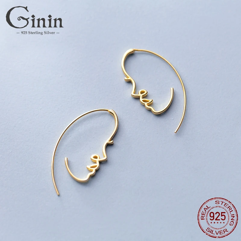 

Ginin Ethnic Style Simple Hollow Face 925 Sterling Silver Drop Earrings for Women Fashion Elegant Graceful Sweet Female Jewelry