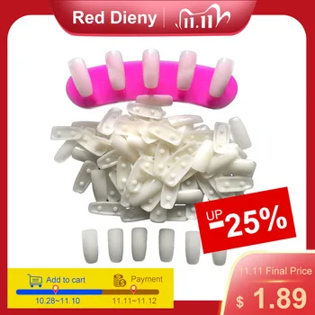 

100PCS Transparent Nail Art Practice Rack Dedicated Nail Tips Fixable Glue-free Practice Color Chart Palette of False Nails DIY