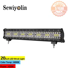 Accessori fuoristrada per auto 4x4 barra luminosa a LED 20 pollici 420W tripla fila IP67 fascio combinato Off Road Lights barca auto trattore camion SUV