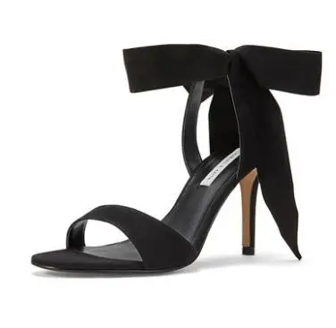 

Word with suede bow tie high heel sandals