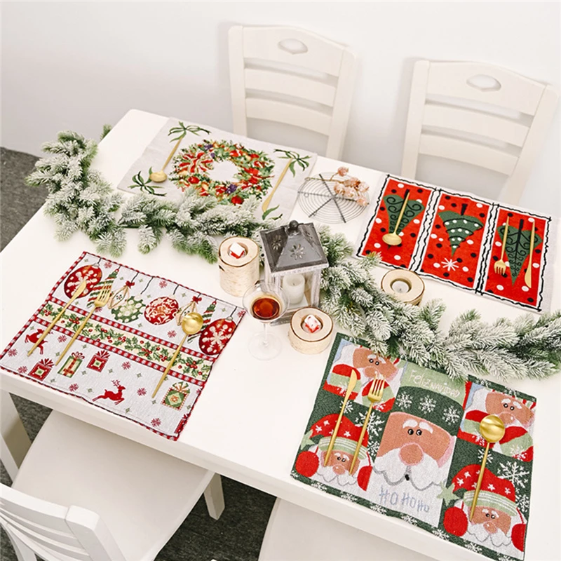 

Christmas Placemats, Non Slip Heat-Resistant Rectangle Holiday Table Place Mats for Dining Table Decoration