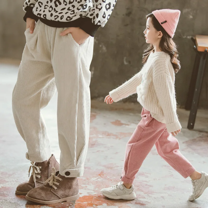 

2019 Kids Girls Pants Winter Autumn Clothes Girls Corduroy Trousers for Baby Girls Harem Pants Thicken Warm Fleece Good Costume