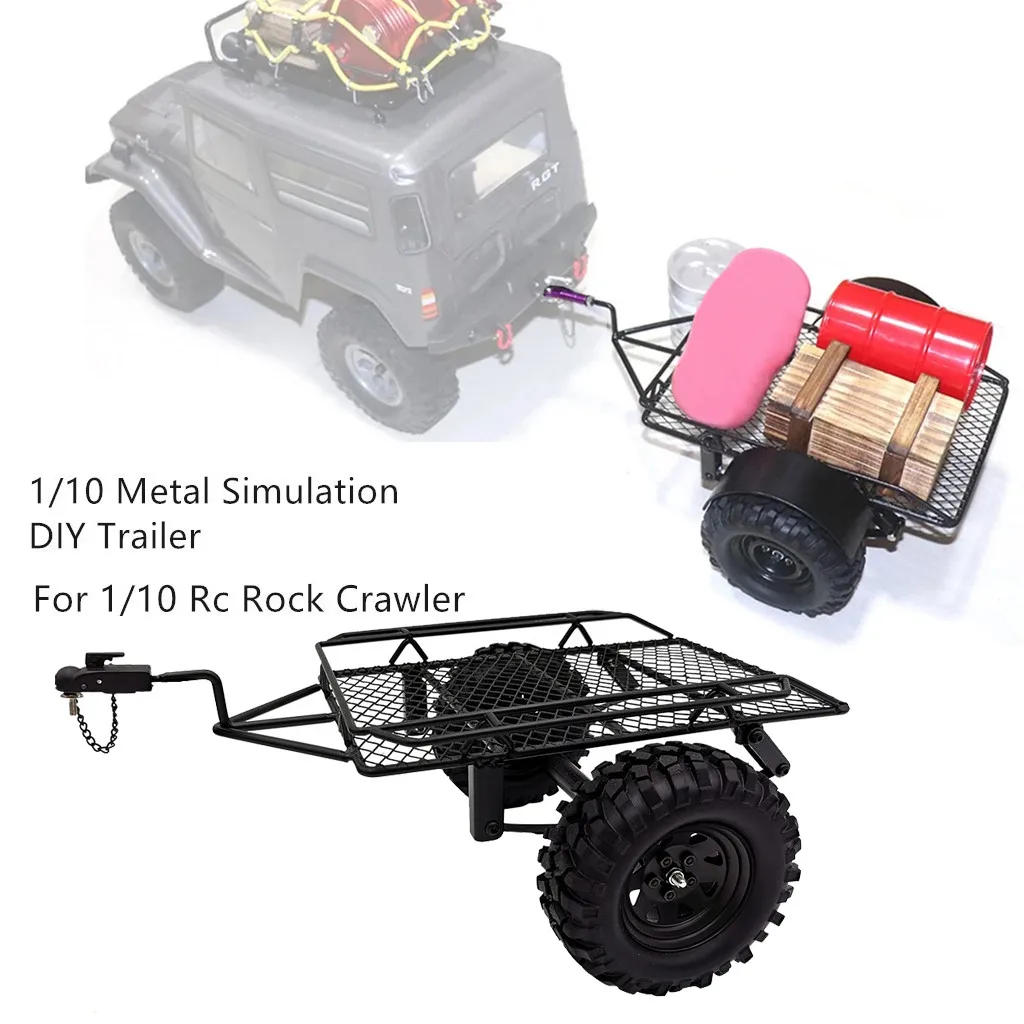 

Metal Simulation DIY Trailers Bucket For 1/10 Axial SCX10 TRX4 RC Car Trailer + Trailer Fun toys for children L1231