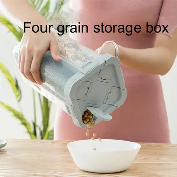 

2300/2600ML Grain Cereal Storage Box Bottle Plastic Beans Organizer Jar With Lid and Divisions Household Kitchen Sealing Tank