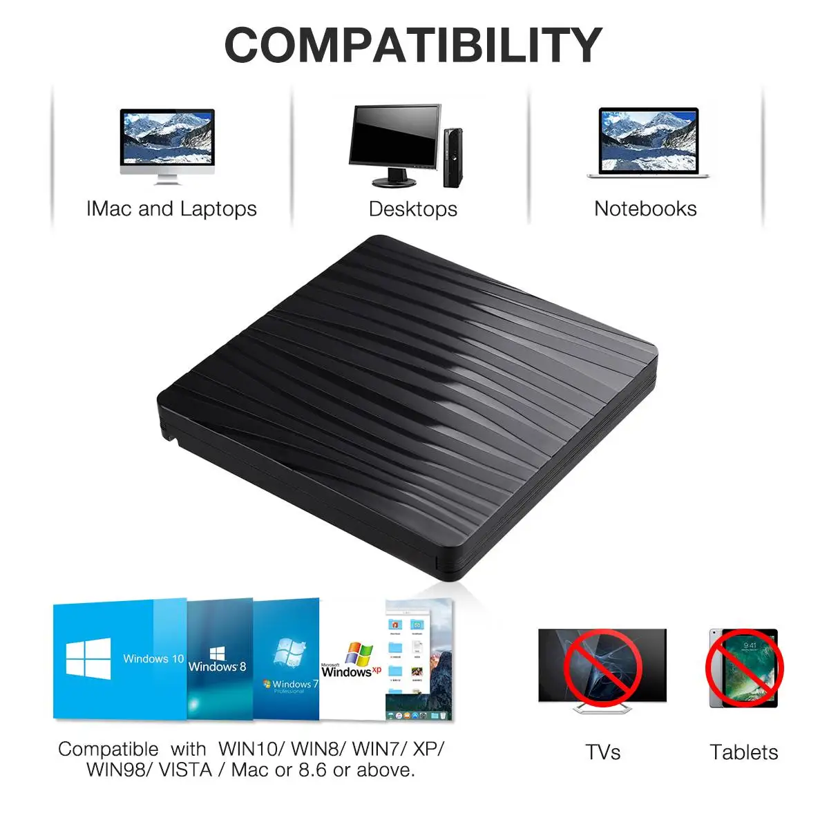 Внешний DVD привод Оптический привод USB 3,0 тип-c CD rom плеер CD-RW записывающее устройство для ноутбука Windows PC
