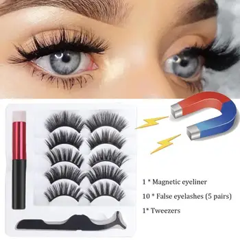 

Magnetic False Eyelashes Set 5 Pair Magnetic False Magnetic With Eyelashes Kit Liquid Eyeliner Lashes Lasting Long Quick-dr U7B8