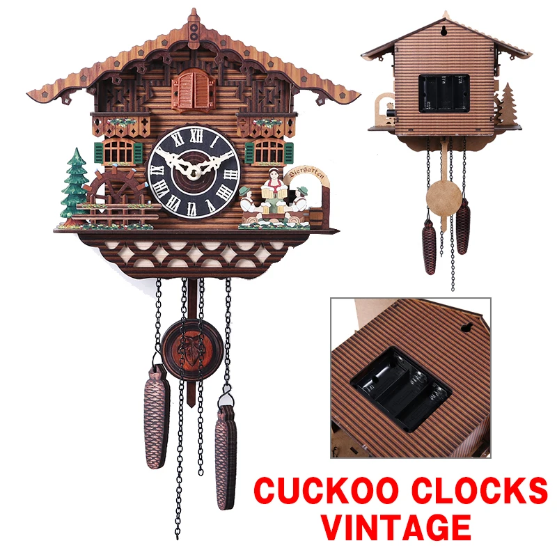 New Cuckoo Clock Vintage Cuckoo Wall Alarm Clock Nordic Style Wall Watch Home Decor Living Room Bird Bell Clock Bird Pendulum Wall Clocks