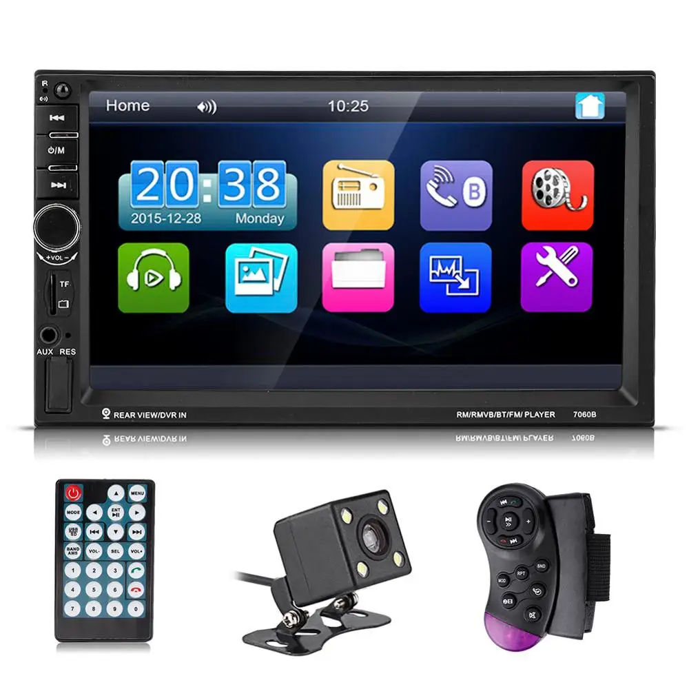 7-дюймовый HD сенсорный экран Bluetooth автомобильный MP5 плеер FM радио AUX USB камера