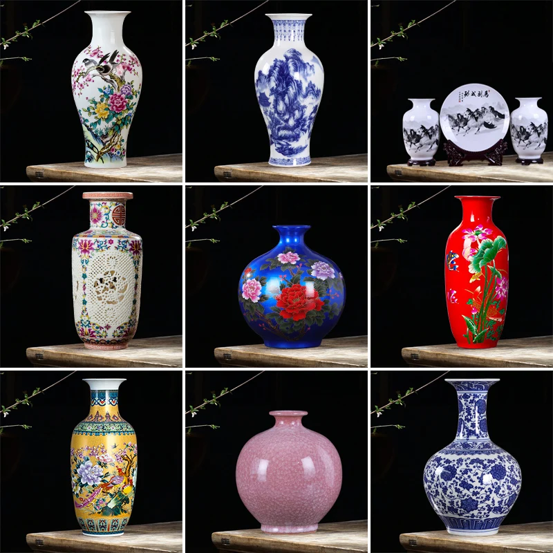 Jingdezhen Ceramics Craft Handmade Porcelain Bottle Best Antiques Chinese Traditional Home Vase Decoration Enjoy Life 19 Models