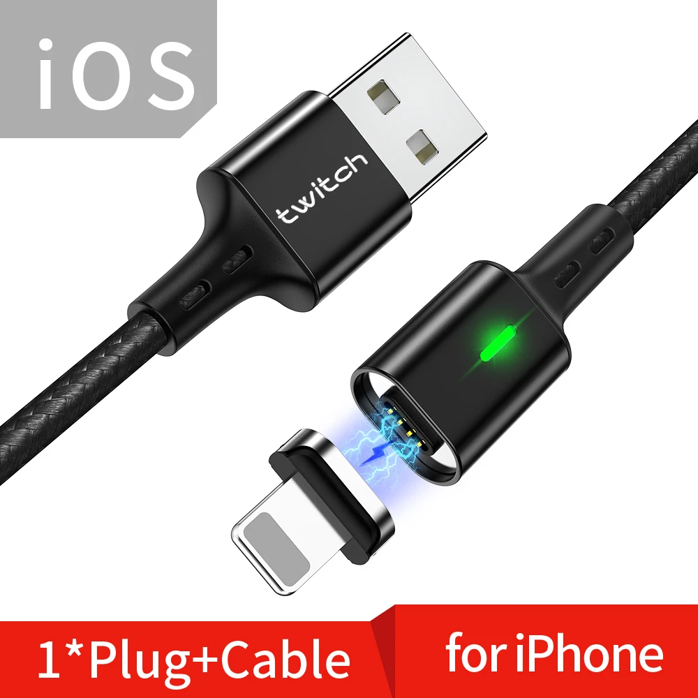 Магнитный кабель Twitch T03 Micro usb type C Магнитный usb-кабель для зарядки Microusb type-C Магнитный зарядный провод Usb c для iphone 11 - Цвет: Black IOS Cable