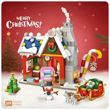 

788PCS Merry Christmas House Santa Claus Snowman Tree Deer Architecture Building Blocks Bricks Toy for Kids Gift