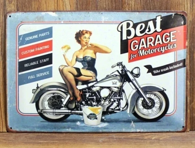 Vintage Tin Signs Metal Motorcycle Best Garage Painting Framed Wall Art Home Decor Shabby Plaque | Дом и сад