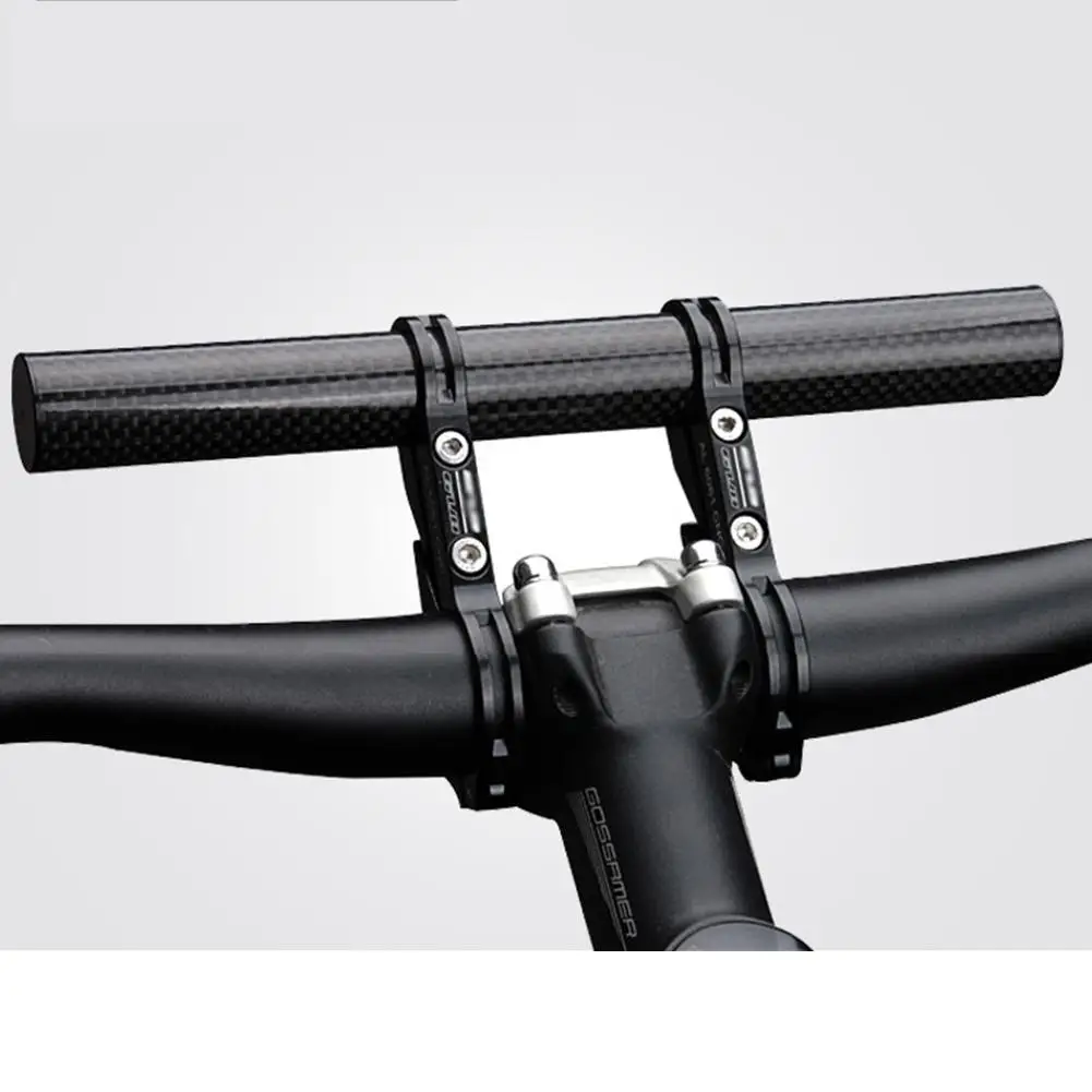 

HiMISS Double Clamp Carbon Fiber Long Bicycle Bike Handlebar Extender Extension Light Lamp Smartphone Bracket Stand Holder