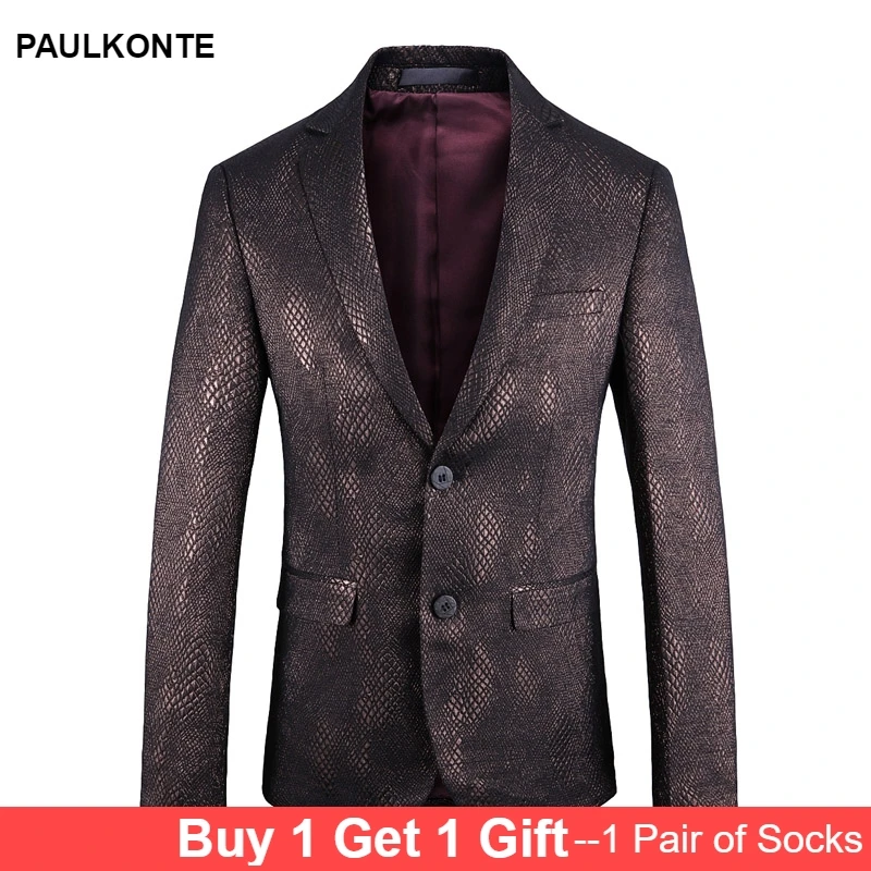 PAULKONTE 2019 New Scale Pattern Man's Jacket Suit Top High Quality Business Casual Trend Wild Single West Mostly Male Blazer PAULKONTE 2019 New Scale Pattern Man's Jacket Suit Top High Quality Business Casual Trend Wild Single West Mostly Male Blazer