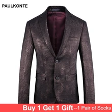 PAULKONTE 2019 New Scale Pattern Man's Jacket Suit Top High Quality Business Casual Trend Wild Single West Mostly Male Blazer PAULKONTE 2019 New Scale Pattern Man's Jacket Suit Top High Quality Business Casual Trend Wild Single West Mostly Male Blazer