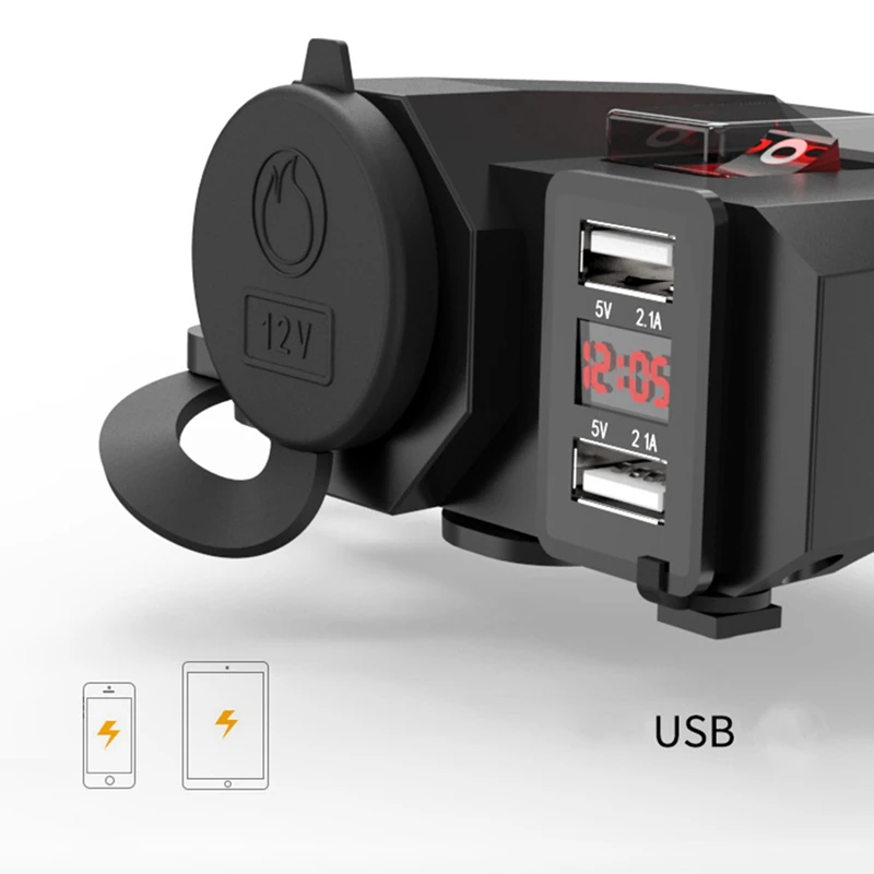 Водонепроницаемый мотоцикл двойной USB зарядное устройство разъем прикуривателя W/светодиодный принадлежности для вольтметра Запчасти для мотоциклов