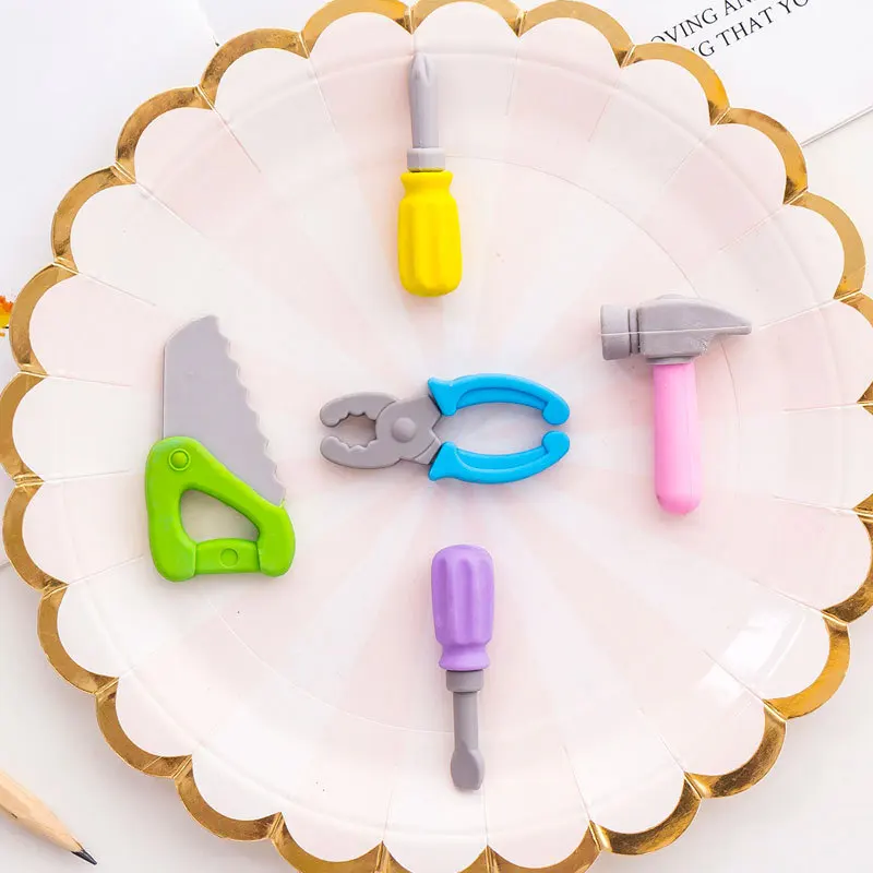 Cute Pencil Eraser Set 60 Pcs Cartoon Tool Shape Detachable Eraser Kawaii Kids Eraser For Child