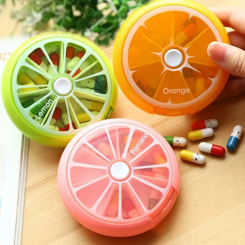 

1Pcs Portable Weekly Rotating Mini Pill Box Case Splitter Tablet Storage Organizer Medicine 7 Day Pill Container For Travel