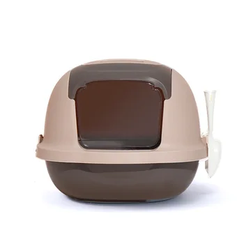 

Bottom curved design cat litter box easy to clean splash-proof cats toilet semi-closed pets cleaning products