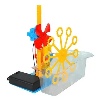 

DIY Bubble Machine Steam education Toy Assembly Foaming Machine Boy GirlBubble Water Blowing Toys Science Experiment Kids