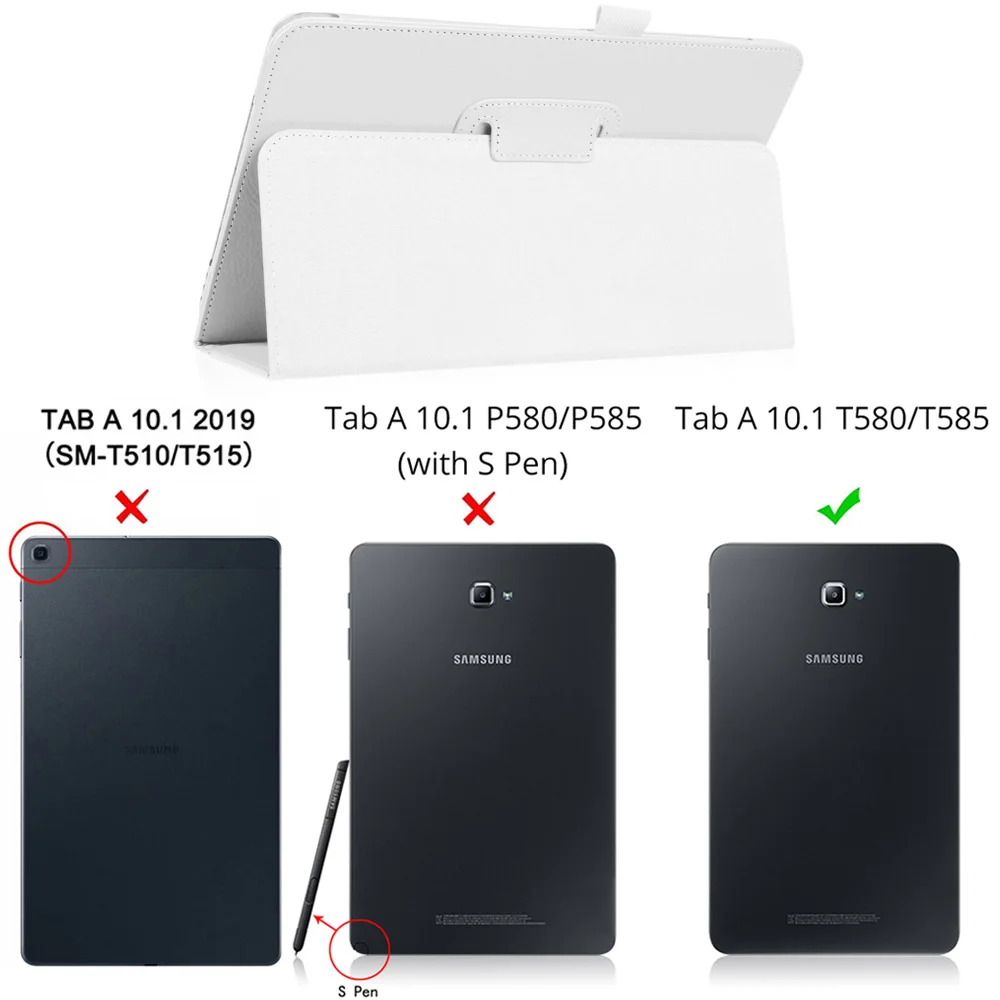 Чехол для samsung Galaxy Tab A A6 10,1 T580 T585 SM-T580 SM-T585 Магнитный чехол с откидной крышкой - Цвет: White