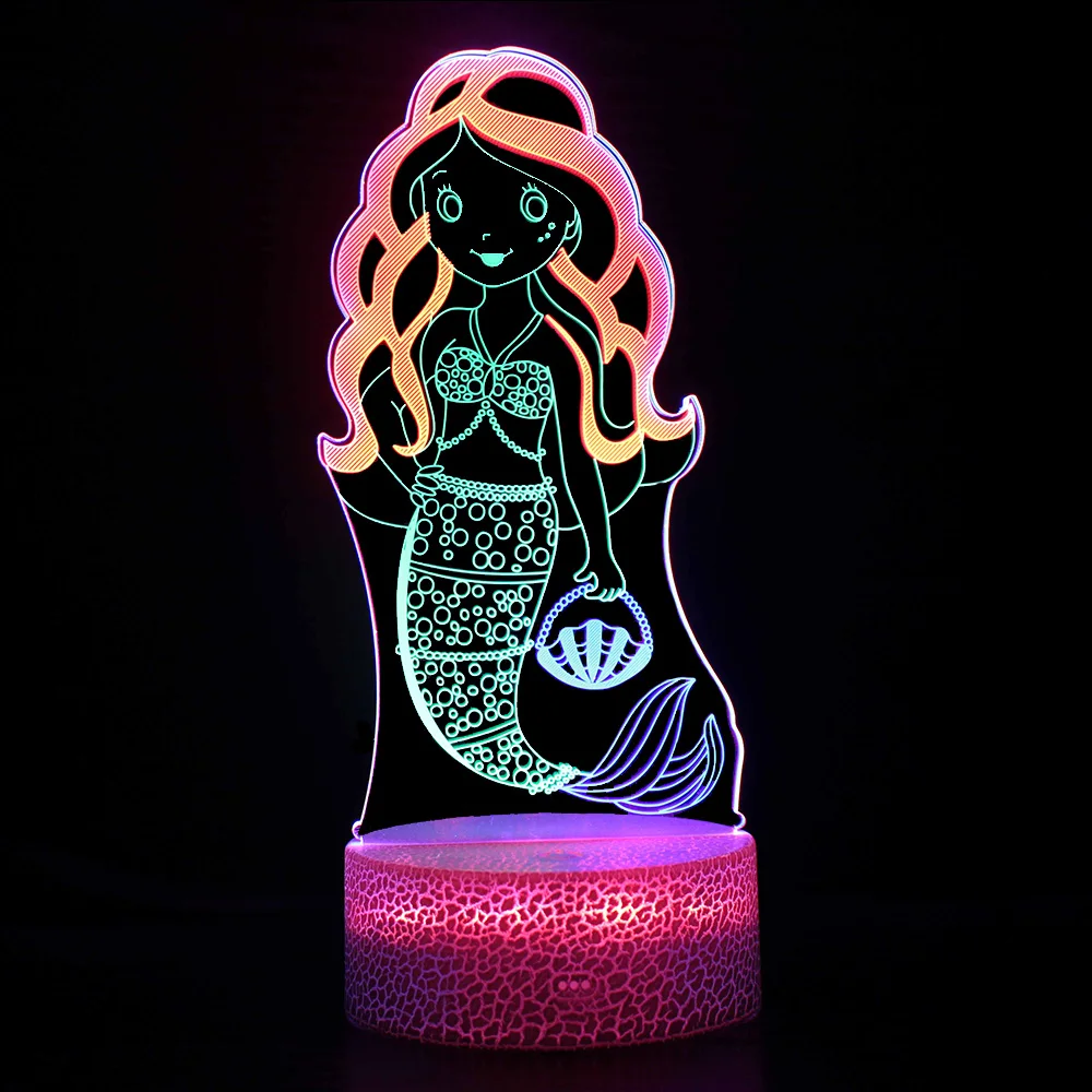 3D Dolphin Mermaid Table Lamp Colourful LED Lights For Home Room Decor Touch Remote Control Timing Night Lights Holiday Gift night stand lamps Night Lights