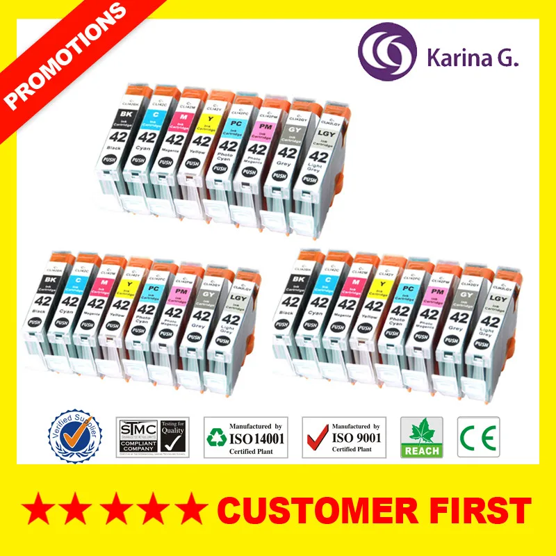 Совместим с CANON CLI42 CLI 42 картридж для CANON PIXMA Pro-100 и т. Д - Цвет: 3 Sets ( 24PCS )