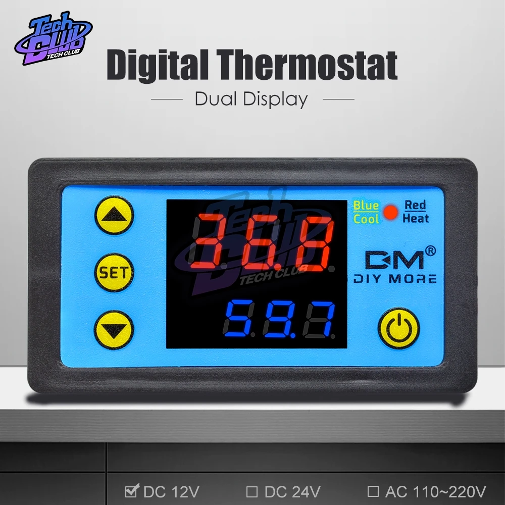 DC 12 V/24 V AC 110-220V термостат двойное цифровое табло контроль температуры Лер термометр управление+ NTC модуль датчика W3231