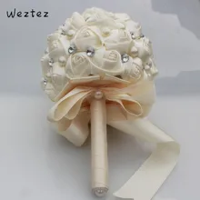 Weztez Искусственный цветок розы со стразами невесты с Кристальный Свадебный букет ручной работы элегантный декоративный SPH119