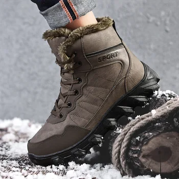 

New Style Snow Boots Men's Winter Warm plus Velvet Thickened Shoes Travel Waterproof Anti-slip Hight-top Short Boots Shoes