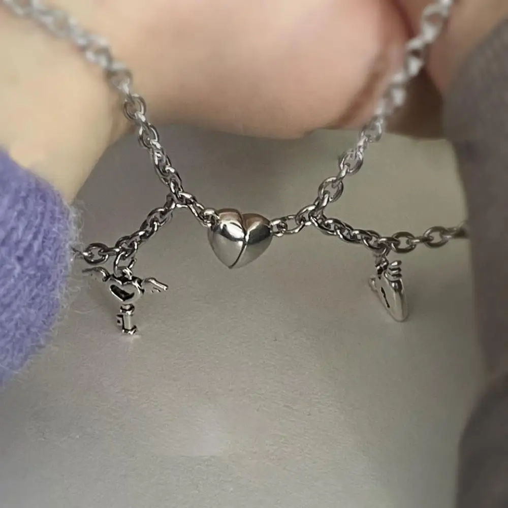 2Pcs/Set Magnet Couple Bracelets Heart Attraction Bracelet Stainless Steel Charm Jewelry Gifts Magnetic Love Bracelet bracelet jewelry