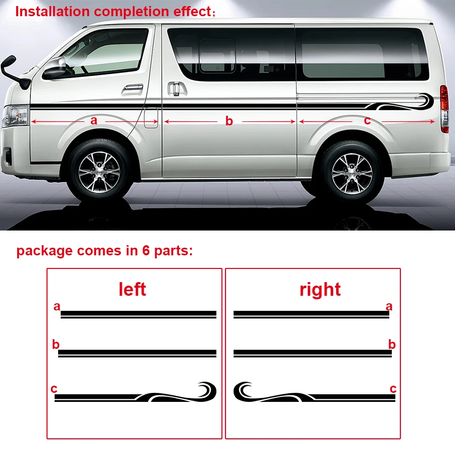 2 шт. волнистая линия Боковая дверь полоса графическая виниловая Автомобильная