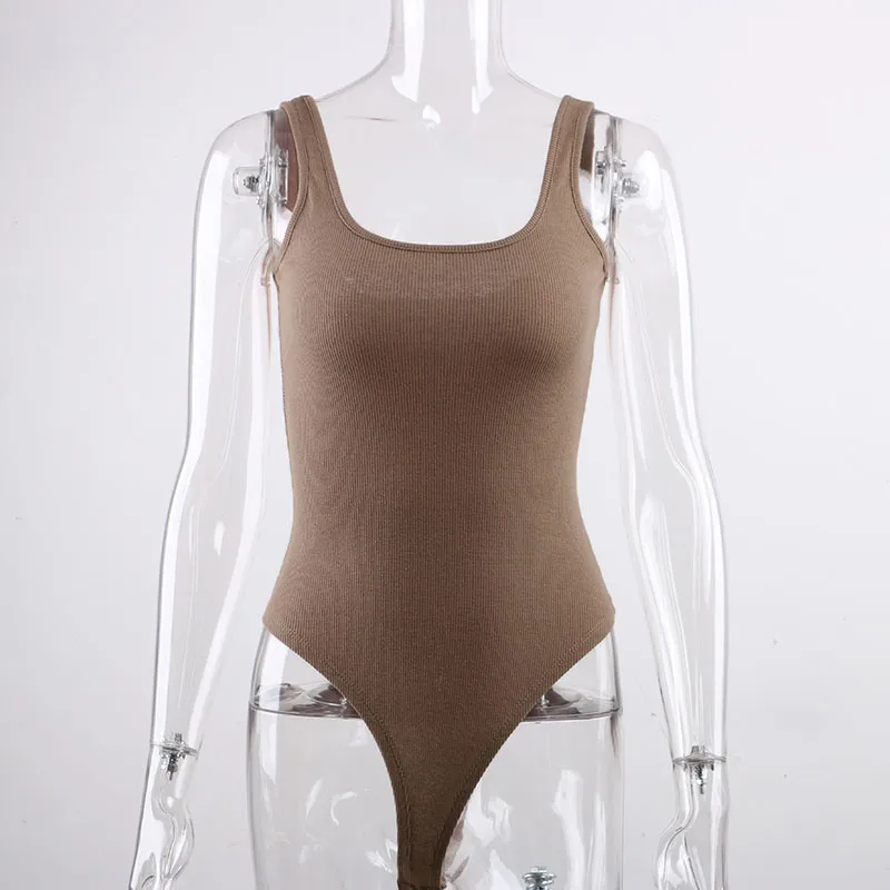 Nadafair Strappy White Bodysuit Sexy Ribbed Black Bodysuit For Women Summer2020 Sleeveless Backlesss Black Tank Top Body Female