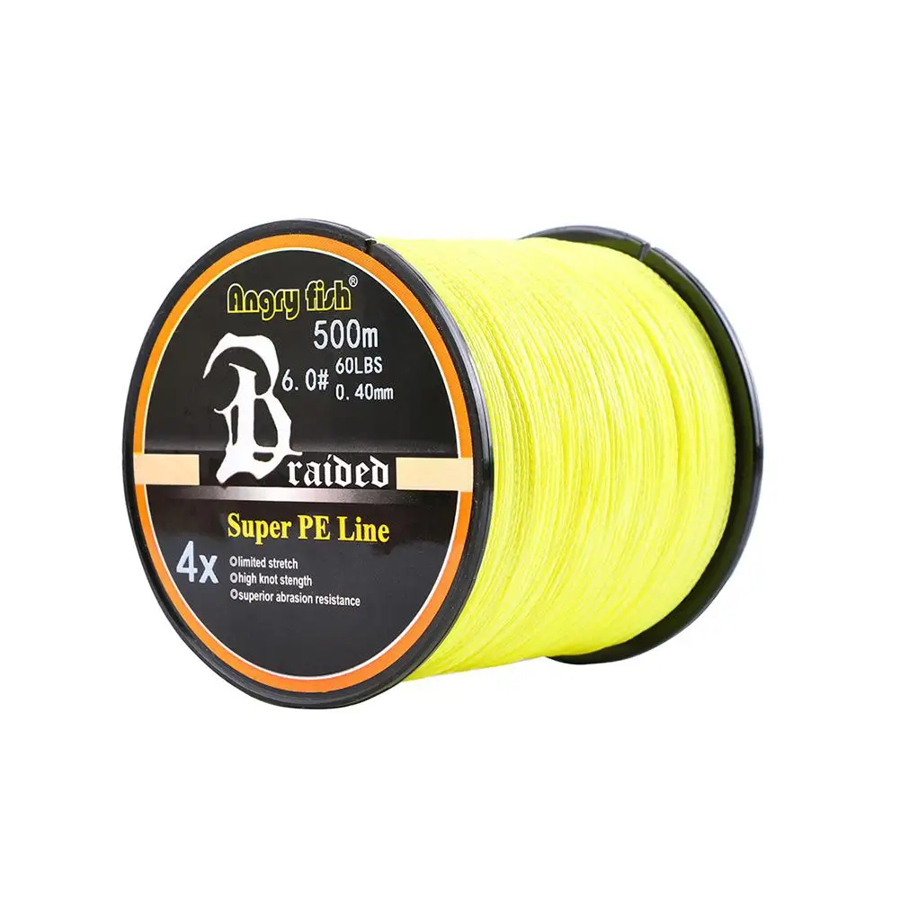 

4 Strands 500M 547Yds PE Braided Wire Fishing Line Super Strong Multifilament Fishing line 12-80LB 0.1-0.5mm Yellow