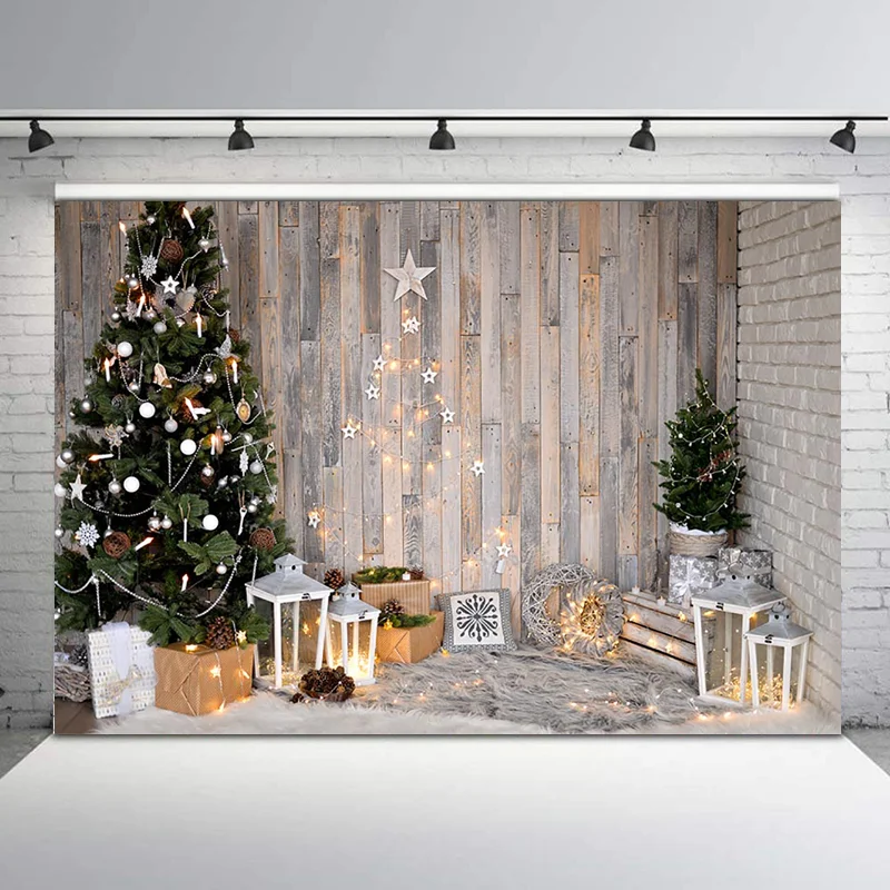 

Christmas Tree Wooden Board Backgrounds for Photo Studio Gifts Toy Indoor Children Photography Backdrops For Photo Studio