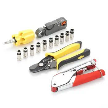

14pcs Network Tool Kit Ethernet LAN Cable Tester Repair RJ45 Cable Anthropological Design Saves Time and Effort Test Crimper