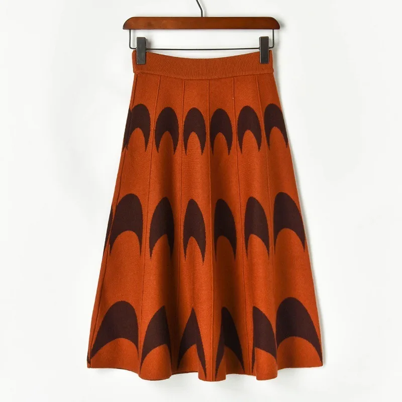half skirt Хорошее качество хит цвет полумесяц Луна тонкий маятник Вязание над женщин X90861 - Цвет: half skirt