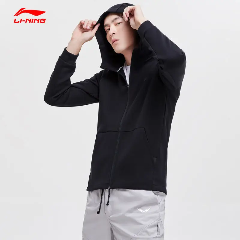 Li-Ning, мужская толстовка с капюшоном серии Wade, обычная посадка, 66% хлопок, 34% полиэстер, подкладка, удобные спортивные куртки с капюшоном, пальто AWDP133 CJFM19