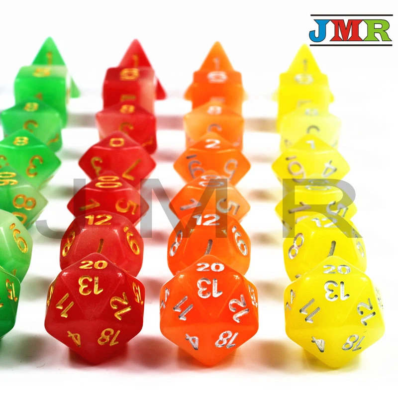 Смешивание Светящиеся Кости 7 шт./компл. D4 D6 D8 D10 % D12 D20 для DnD переносные игральные
