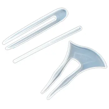 

3Pcs Clear Hairpin Molds Hair Stick Silicone Molds Headdress Hair Pin Epoxy Resin Casting Mold Jewelry Making DIY Craft