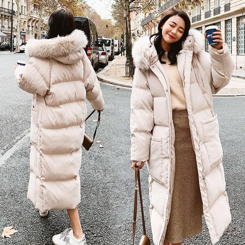 Beige Parkas Модная зимняя куртка, женские парки, пальто с подкладкой, свободное, теплое, утолщенное, хлопковое пальто, женское, большие размеры, длинное, зимнее пальто для женщин, Q2240 - Цвет: Beige Parkas