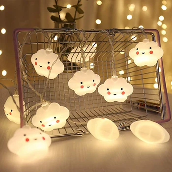 

LED Warm White Cute Cloud Small Night Light String Lights Halloween Christmas Room Corridor Decor Holiday Battery Powered Gift