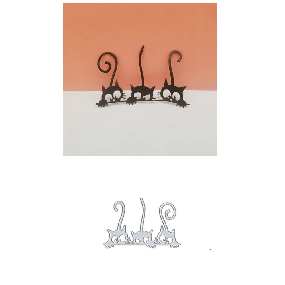 

Knife Metal Hollow Cutters Three Kittens Cutting Dies Scrapbooking Die Cut Stencils New Greeting And Embossing Card Making