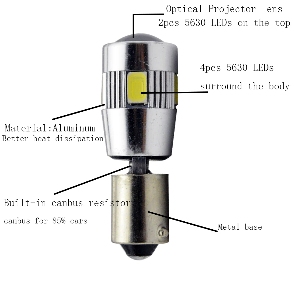 4X 2W BA9S T4W T11 H6W 434 Bax9s Bay9s H21W Canbus 6 SMD 5630 Светодиодный парковочные боковые задние фары