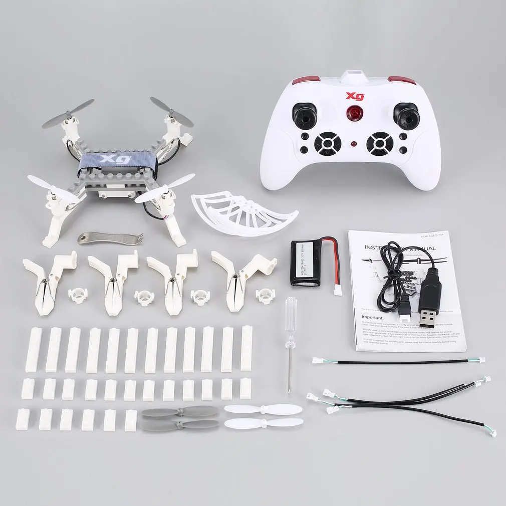 XG171 Smart RC 2.4G RC Building Block 3D Bricks Quadcopter Drone Aircraft with Altitude Hold One Key Return 3D Flips XG171 Smart RC 2.4G RC Building Block 3D Bricks Quadcopter Drone Aircraft with Altitude Hold One Key Return 3D Flips